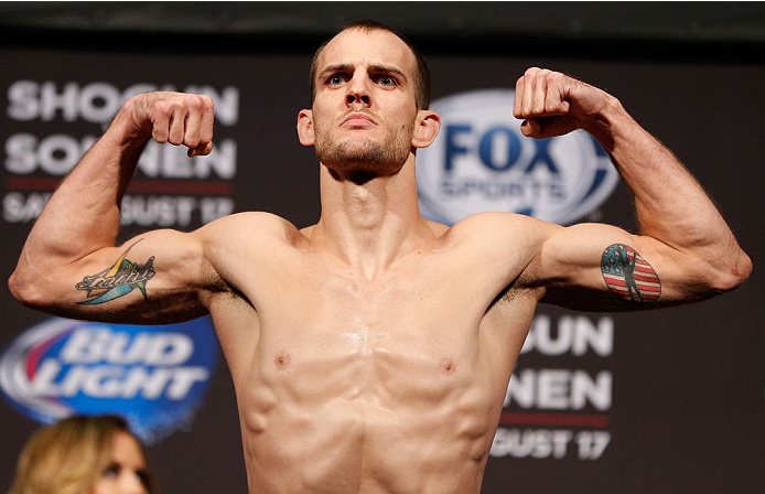 BOSTON, MA - AUGUST 16: Cole Miller weighs in during the UFC weigh-in inside TD Garden on August 16, 2013 in Boston, Massachusetts. (Photo by Josh Hedges/Zuffa LLC/Zuffa LLC via Getty Images)