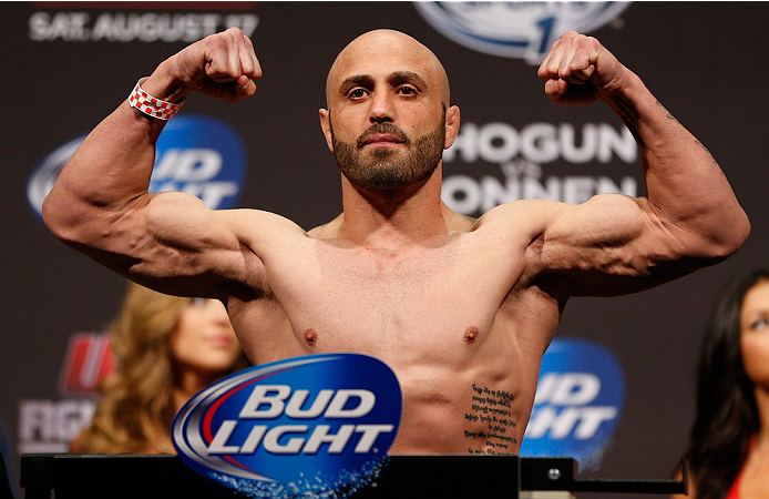 BOSTON, MA - AUGUST 16: Manny Gamburyan weighs in during the UFC weigh-in inside TD Garden on August 16, 2013 in Boston, Massachusetts. (Photo by Josh Hedges/Zuffa LLC/Zuffa LLC via Getty Images)
