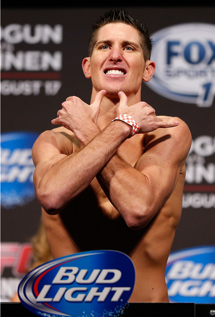 BOSTON, MA - AUGUST 16: Steven Siler weighs in during the UFC weigh-in inside TD Garden on August 16, 2013 in Boston, Massachusetts. (Photo by Josh Hedges/Zuffa LLC/Zuffa LLC via Getty Images)