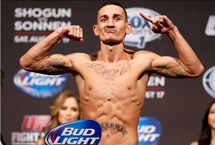 BOSTON, MA - AUGUST 16: Max Holloway weighs in during the UFC weigh-in inside TD Garden on August 16, 2013 in Boston, Massachusetts. (Photo by Josh Hedges/Zuffa LLC/Zuffa LLC via Getty Images)