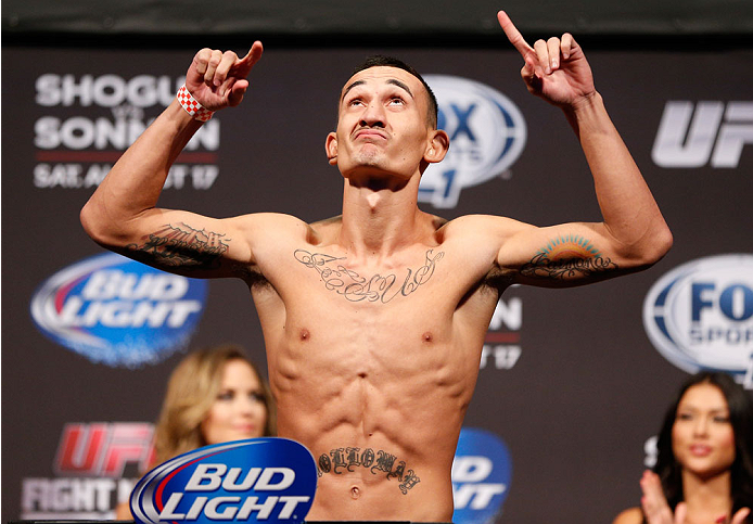 BOSTON, MA - AUGUST 16: Max Holloway weighs in during the UFC weigh-in inside TD Garden on August 16, 2013 in Boston, Massachusetts. (Photo by Josh Hedges/Zuffa LLC/Zuffa LLC via Getty Images)
