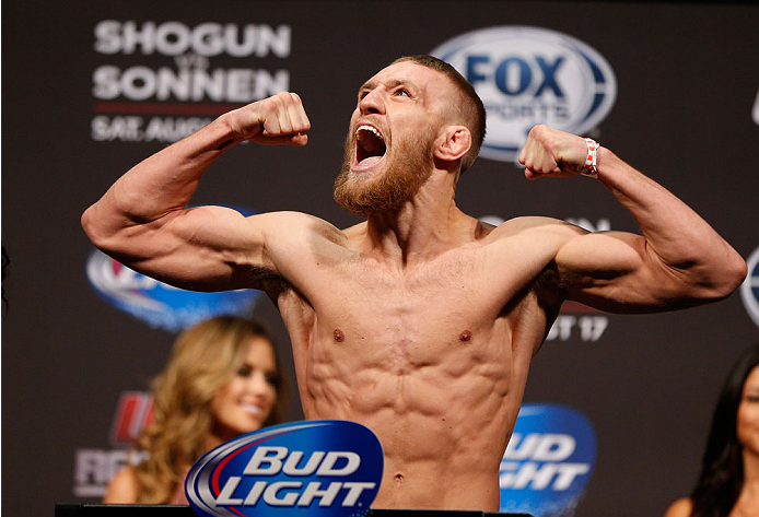 BOSTON, MA - AUGUST 16: Conor McGregor weighs in during the UFC weigh-in inside TD Garden on August 16, 2013 in Boston, Massachusetts. (Photo by Josh Hedges/Zuffa LLC/Zuffa LLC via Getty Images)