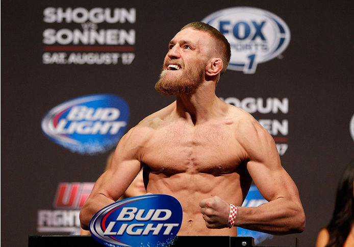 BOSTON, MA - AUGUST 16: Conor McGregor weighs in during the UFC weigh-in inside TD Garden on August 16, 2013 in Boston, Massachusetts. (Photo by Josh Hedges/Zuffa LLC/Zuffa LLC via Getty Images)