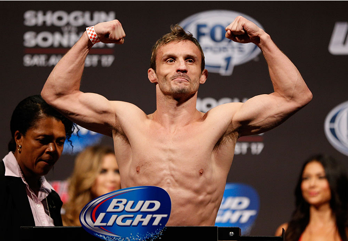 BOSTON, MA - AUGUST 16: Brad Pickett weighs in during the UFC weigh-in inside TD Garden on August 16, 2013 in Boston, Massachusetts. (Photo by Josh Hedges/Zuffa LLC/Zuffa LLC via Getty Images)