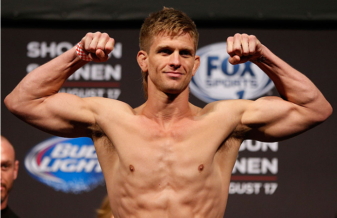 BOSTON, MA - AUGUST 16: Mike Pyle weighs in during the UFC weigh-in inside TD Garden on August 16, 2013 in Boston, Massachusetts. (Photo by Josh Hedges/Zuffa LLC/Zuffa LLC via Getty Images)