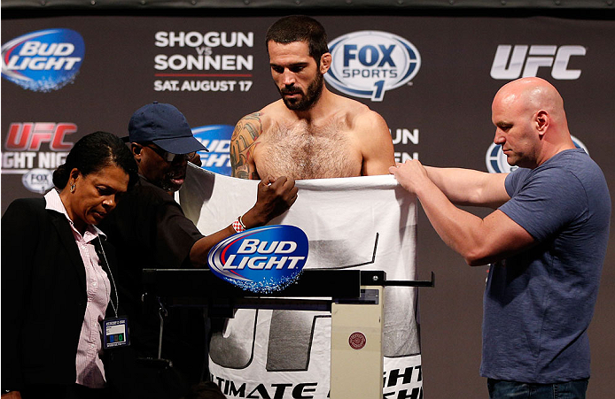 BOSTON, MA - AUGUST 16: Matt Brown weighs in during the UFC weigh-in inside TD Garden on August 16, 2013 in Boston, Massachusetts. (Photo by Josh Hedges/Zuffa LLC/Zuffa LLC via Getty Images)