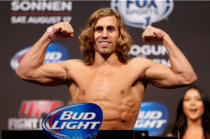 BOSTON, MA - AUGUST 16: Urijah Faber weighs in during the UFC weigh-in inside TD Garden on August 16, 2013 in Boston, Massachusetts. (Photo by Josh Hedges/Zuffa LLC/Zuffa LLC via Getty Images)