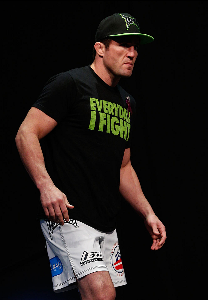 BOSTON, MA - AUGUST 16: Chael Sonnen prepares to hit the scale during the UFC weigh-in inside TD Garden on August 16, 2013 in Boston, Massachusetts. (Photo by Josh Hedges/Zuffa LLC/Zuffa LLC via Getty Images)