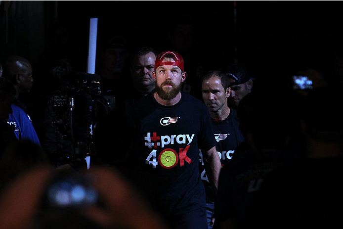 INDIANAPOLIS, IN - AUGUST 28: James Head enters the arena before his welterweight fight against Jason High during the UFC on FOX Sports 1 event at Bankers Life Fieldhouse on August 28, 2013 in Indianapolis, Indiana. (Photo by Ed Mulholland/Zuffa LLC/Zuff