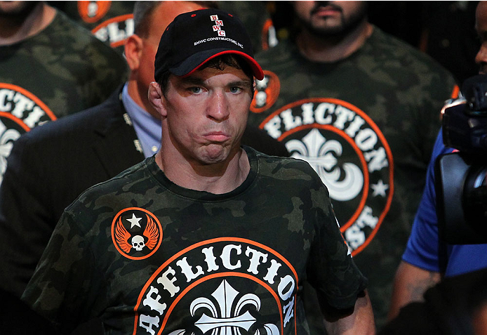 INDIANAPOLIS, IN - AUGUST 28: Darren Elkins enters the arena before his featherweight fight against Hatsu Hioki during the UFC on FOX Sports 1 event at Bankers Life Fieldhouse on August 28, 2013 in Indianapolis, Indiana. (Photo by Ed Mulholland/Zuffa LLC