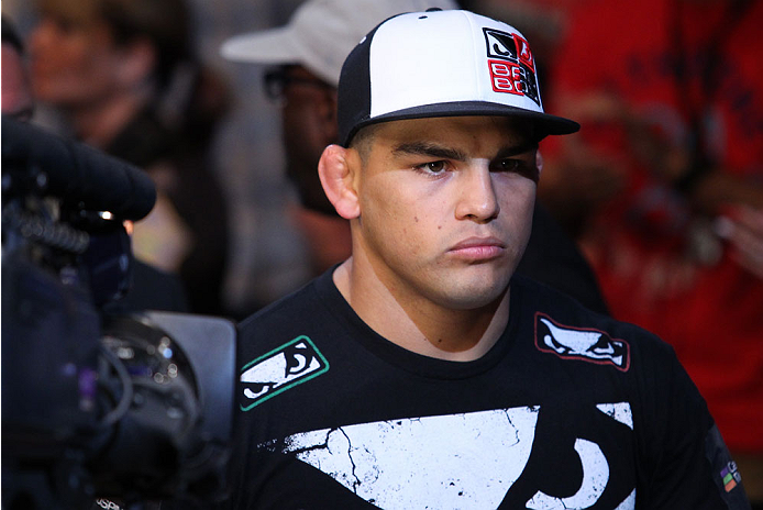 INDIANAPOLIS, IN - AUGUST 28: Kelvin Gastelum enters the arena before his welterweight fight against Brian Melancon during the UFC on FOX Sports 1 event at Bankers Life Fieldhouse on August 28, 2013 in Indianapolis, Indiana. (Photo by Ed Mulholland/Zuffa