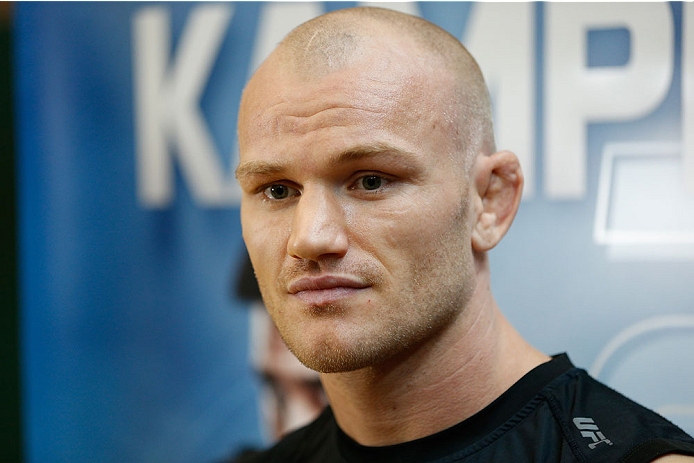 INDIANAPOLIS, IN - AUGUST 26: Martin Kampmann interacts with media at Banker's Life Fieldhouse on August 26, 2013 in Indianapolis, Indiana. (Photo by Josh Hedges/Zuffa LLC/Zuffa LLC via Getty Images)