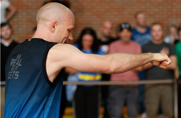 INDIANAPOLIS, IN - AUGUST 26: Martin Kampmann holds an open training session for fans and media at Banker's Life Fieldhouse on August 26, 2013 in Indianapolis, Indiana. (Photo by Josh Hedges/Zuffa LLC/Zuffa LLC via Getty Images)