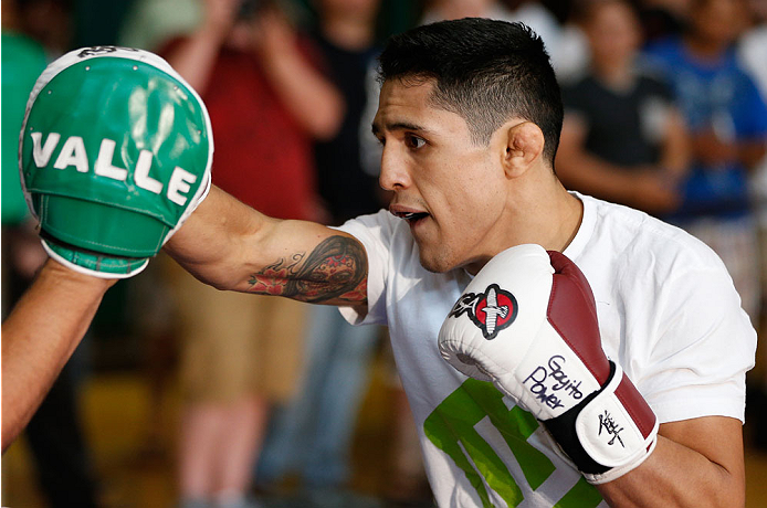 INDIANAPOLIS, IN - AUGUST 26: Erik Perez holds an open training session for fans and media at Banker's Life Fieldhouse on August 26, 2013 in Indianapolis, Indiana. (Photo by Josh Hedges/Zuffa LLC/Zuffa LLC via Getty Images)