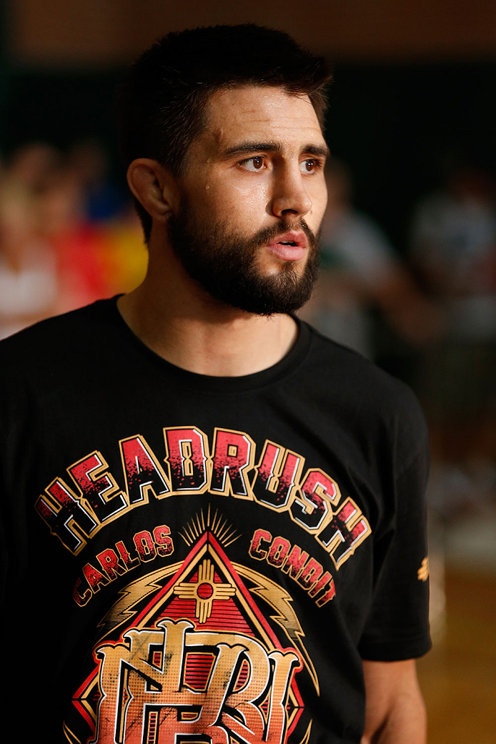 INDIANAPOLIS, IN - AUGUST 26: Carlos Condit holds an open training session for fans and media at Banker's Life Fieldhouse on August 26, 2013 in Indianapolis, Indiana. (Photo by Josh Hedges/Zuffa LLC/Zuffa LLC via Getty Images)
