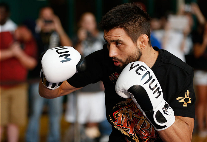 INDIANAPOLIS, IN - AUGUST 26: Carlos Condit holds an open training session for fans and media at Banker's Life Fieldhouse on August 26, 2013 in Indianapolis, Indiana. (Photo by Josh Hedges/Zuffa LLC/Zuffa LLC via Getty Images)