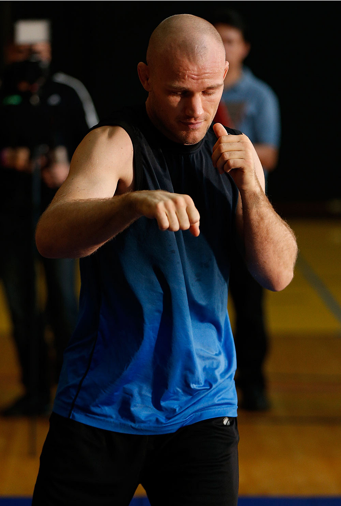 INDIANAPOLIS, IN - AUGUST 26: Martin Kampmann holds an open training session for fans and media at Banker's Life Fieldhouse on August 26, 2013 in Indianapolis, Indiana. (Photo by Josh Hedges/Zuffa LLC/Zuffa LLC via Getty Images)