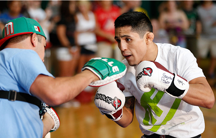 INDIANAPOLIS, IN - AUGUST 26: Erik Perez holds an open training session for fans and media at Banker's Life Fieldhouse on August 26, 2013 in Indianapolis, Indiana. (Photo by Josh Hedges/Zuffa LLC/Zuffa LLC via Getty Images)