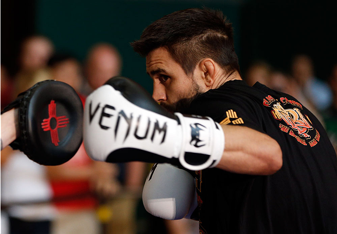 INDIANAPOLIS, IN - AUGUST 26: Carlos Condit holds an open training session for fans and media at Banker's Life Fieldhouse on August 26, 2013 in Indianapolis, Indiana. (Photo by Josh Hedges/Zuffa LLC/Zuffa LLC via Getty Images)