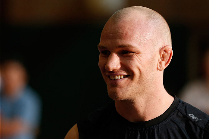 INDIANAPOLIS, IN - AUGUST 26: Martin Kampmann holds an open training session for fans and media at Banker's Life Fieldhouse on August 26, 2013 in Indianapolis, Indiana. (Photo by Josh Hedges/Zuffa LLC/Zuffa LLC via Getty Images)