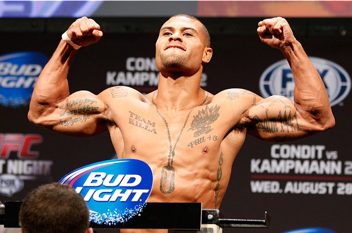 INDIANAPOLIS, IN - AUGUST 27: Abel Trujillo weighs in during the UFC weigh-in event at Bankers Life Fieldhouse on August 27, 2013 in Indianapolis, Indiana. (Photo by Josh Hedges/Zuffa LLC/Zuffa LLC via Getty Images)