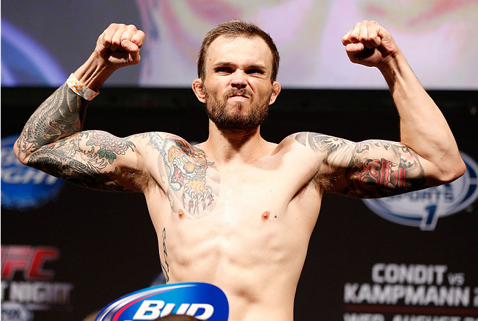 INDIANAPOLIS, IN - AUGUST 27: Benny Alloway weighs in during the UFC weigh-in event at Bankers Life Fieldhouse on August 27, 2013 in Indianapolis, Indiana. (Photo by Josh Hedges/Zuffa LLC/Zuffa LLC via Getty Images)