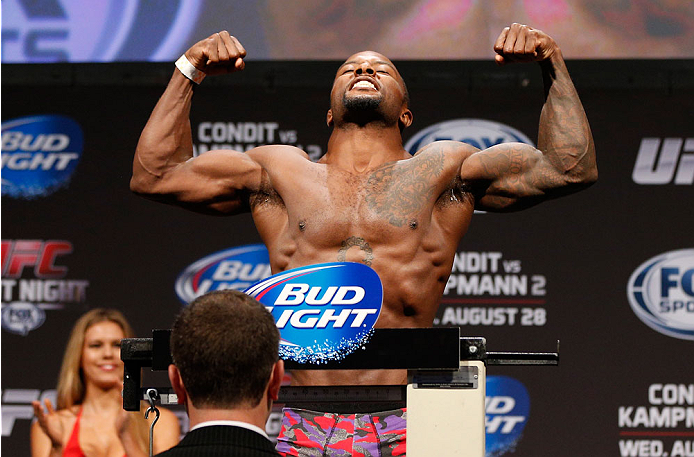 INDIANAPOLIS, IN - AUGUST 27: Jason High weighs in during the UFC weigh-in event at Bankers Life Fieldhouse on August 27, 2013 in Indianapolis, Indiana. (Photo by Josh Hedges/Zuffa LLC/Zuffa LLC via Getty Images)