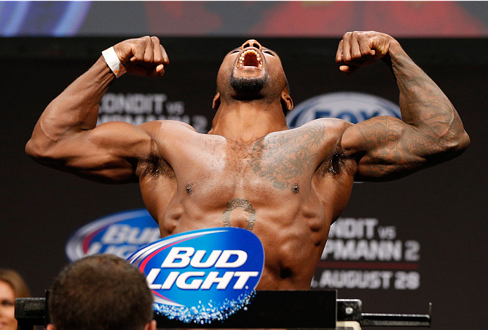 INDIANAPOLIS, IN - AUGUST 27: Jason High weighs in during the UFC weigh-in event at Bankers Life Fieldhouse on August 27, 2013 in Indianapolis, Indiana. (Photo by Josh Hedges/Zuffa LLC/Zuffa LLC via Getty Images)