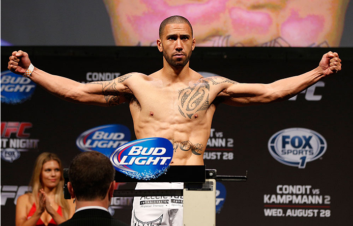 INDIANAPOLIS, IN - AUGUST 27: Dylan Andrews weighs in during the UFC weigh-in event at Bankers Life Fieldhouse on August 27, 2013 in Indianapolis, Indiana. (Photo by Josh Hedges/Zuffa LLC/Zuffa LLC via Getty Images)