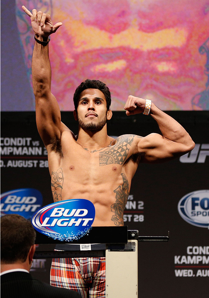 INDIANAPOLIS, IN - AUGUST 27: Brad Tavares weighs in during the UFC weigh-in event at Bankers Life Fieldhouse on August 27, 2013 in Indianapolis, Indiana. (Photo by Josh Hedges/Zuffa LLC/Zuffa LLC via Getty Images)