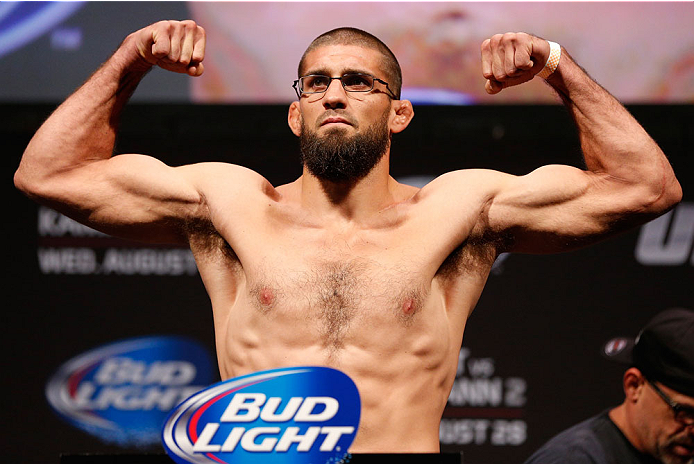 INDIANAPOLIS, IN - AUGUST 27: Court McGee weighs in during the UFC weigh-in event at Bankers Life Fieldhouse on August 27, 2013 in Indianapolis, Indiana. (Photo by Josh Hedges/Zuffa LLC/Zuffa LLC via Getty Images)