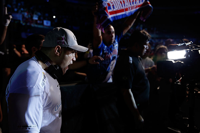 FORTALEZA, BRAZIL - JUNE 08: Daniel Sarafian enters the arena before his middleweight fight against Eddie Mendez during the UFC on FUEL TV event at Paulo Sarasate Arena on June 8, 2013 in Fortaleza, Ceara, Brazil. (Photo by Josh Hedges/Zuffa LLC/Zuffa L