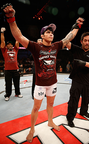 FORTALEZA, BRAZIL - JUNE 08: Erick Silva reacts after defeating Jason High in their welterweight fight during the UFC on FUEL TV event at Paulo Sarasate Arena on June 8, 2013 in Fortaleza, Ceara, Brazil. (Photo by Josh Hedges/Zuffa LLC/Zuffa LLC via Get
