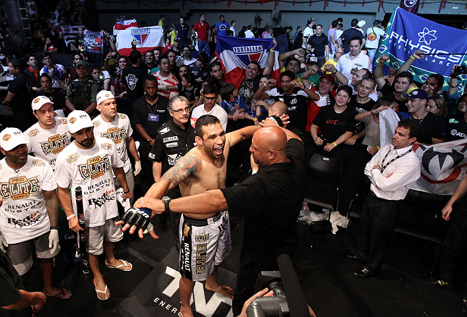 FORTALEZA, BRAZIL - JUNE 08: Fabricio Werdum prepares to enter the Octagon before his heavyweight fight against Antonio Rodrigo "Minotauro" Nogueira during the UFC on FUEL TV event at Paulo Sarasate Arena on June 8, 2013 in Fortaleza, Ceara, Brazil. (Ph