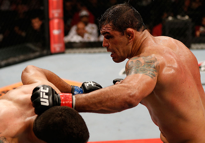 FORTALEZA, BRAZIL - JUNE 08: (R-L) Antonio Rodrigo "Minotauro" Nogueira punches Fabricio Werdum in their heavyweight fight during the UFC on FUEL TV event at Paulo Sarasate Arena on June 8, 2013 in Fortaleza, Ceara, Brazil. (Photo by Josh Hedges/Zuffa L