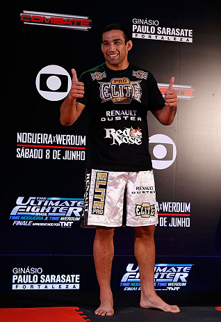 FORTALEZA, BRAZIL - JUNE 06: Fabricio Werdum holds an open training session for media at Centro de Eventos do Ceara on June 6, 2013 in Fortaleza, Ceara, Brazil. (Photo by Josh Hedges/Zuffa LLC/Zuffa LLC via Getty Images)
