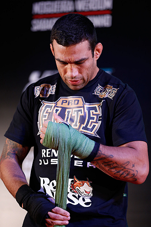 FORTALEZA, BRAZIL - JUNE 06: Fabricio Werdum holds an open training session for media at Centro de Eventos do Ceara on June 6, 2013 in Fortaleza, Ceara, Brazil. (Photo by Josh Hedges/Zuffa LLC/Zuffa LLC via Getty Images)