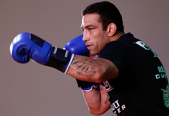 FORTALEZA, BRAZIL - JUNE 06: Fabricio Werdum holds an open training session for media at Centro de Eventos do Ceara on June 6, 2013 in Fortaleza, Ceara, Brazil. (Photo by Josh Hedges/Zuffa LLC/Zuffa LLC via Getty Images)