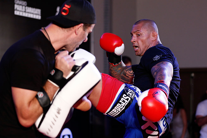 FORTALEZA, BRAZIL - JUNE 06: Thiago Silva holds an open training session for media at Centro de Eventos do Ceara on June 6, 2013 in Fortaleza, Ceara, Brazil. (Photo by Josh Hedges/Zuffa LLC/Zuffa LLC via Getty Images)