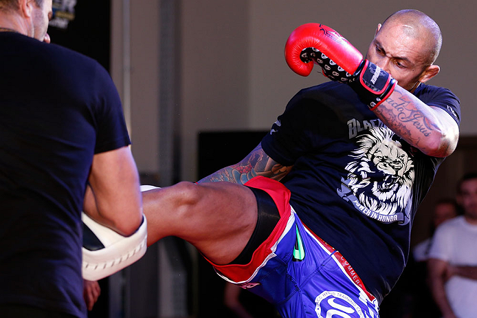 FORTALEZA, BRAZIL - JUNE 06: Thiago Silva holds an open training session for media at Centro de Eventos do Ceara on June 6, 2013 in Fortaleza, Ceara, Brazil. (Photo by Josh Hedges/Zuffa LLC/Zuffa LLC via Getty Images)