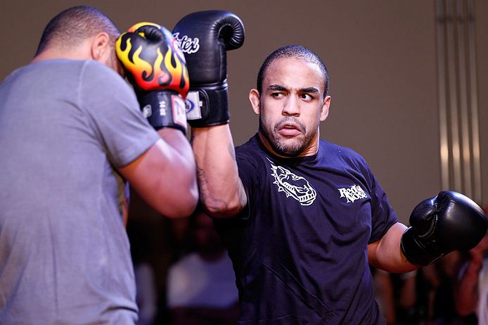 FORTALEZA, BRAZIL - JUNE 06: Rafael "Feijao" Cavalcante holds an open training session for media at Centro de Eventos do Ceara on June 6, 2013 in Fortaleza, Ceara, Brazil. (Photo by Josh Hedges/Zuffa LLC/Zuffa LLC via Getty Images)
