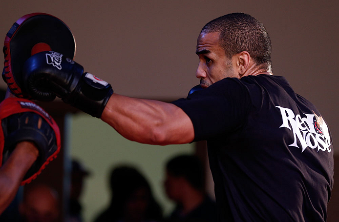 FORTALEZA, BRAZIL - JUNE 06: Rafael "Feijao" Cavalcante holds an open training session for media at Centro de Eventos do Ceara on June 6, 2013 in Fortaleza, Ceara, Brazil. (Photo by Josh Hedges/Zuffa LLC/Zuffa LLC via Getty Images)