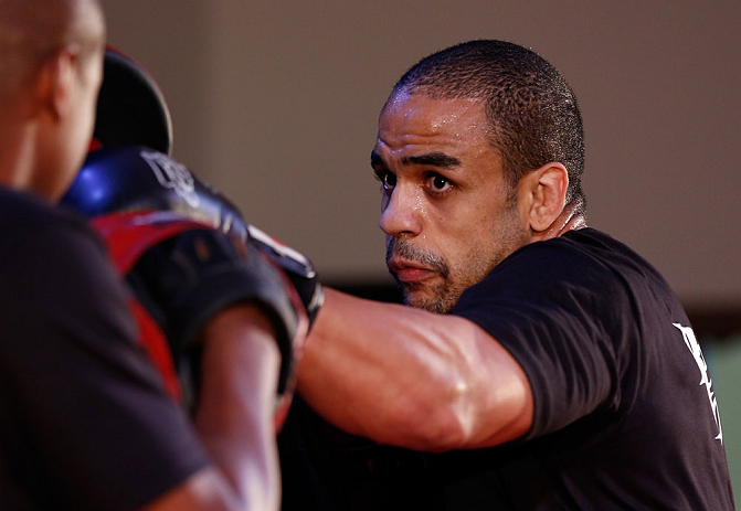 FORTALEZA, BRAZIL - JUNE 06: Rafael "Feijao" Cavalcante holds an open training session for media at Centro de Eventos do Ceara on June 6, 2013 in Fortaleza, Ceara, Brazil. (Photo by Josh Hedges/Zuffa LLC/Zuffa LLC via Getty Images)