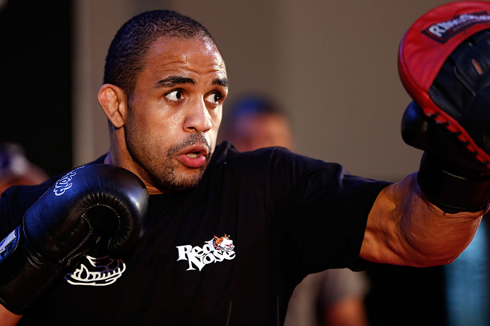 FORTALEZA, BRAZIL - JUNE 06: Rafael "Feijao" Cavalcante holds an open training session for media at Centro de Eventos do Ceara on June 6, 2013 in Fortaleza, Ceara, Brazil. (Photo by Josh Hedges/Zuffa LLC/Zuffa LLC via Getty Images)