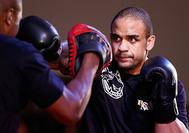 FORTALEZA, BRAZIL - JUNE 06: Rafael "Feijao" Cavalcante holds an open training session for media at Centro de Eventos do Ceara on June 6, 2013 in Fortaleza, Ceara, Brazil. (Photo by Josh Hedges/Zuffa LLC/Zuffa LLC via Getty Images)