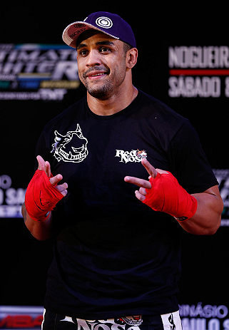 FORTALEZA, BRAZIL - JUNE 06: Rafael "Feijao" Cavalcante holds an open training session for media at Centro de Eventos do Ceara on June 6, 2013 in Fortaleza, Ceara, Brazil. (Photo by Josh Hedges/Zuffa LLC/Zuffa LLC via Getty Images)