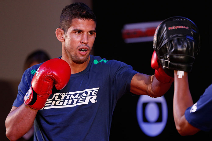 FORTALEZA, BRAZIL - JUNE 06: Leonardo Santos holds an open training session for media at Centro de Eventos do Ceara on June 6, 2013 in Fortaleza, Ceara, Brazil. (Photo by Josh Hedges/Zuffa LLC/Zuffa LLC via Getty Images)