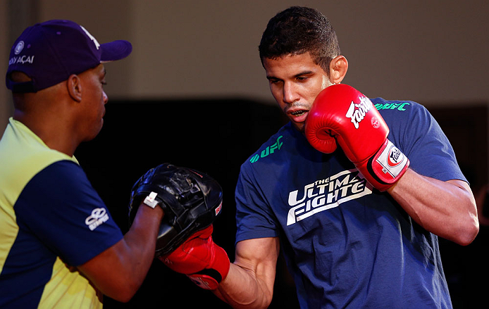 FORTALEZA, BRAZIL - JUNE 06: Leonardo Santos holds an open training session for media at Centro de Eventos do Ceara on June 6, 2013 in Fortaleza, Ceara, Brazil. (Photo by Josh Hedges/Zuffa LLC/Zuffa LLC via Getty Images)