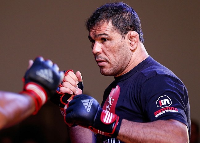 FORTALEZA, BRAZIL - JUNE 06: Antonio Rodrigo "Minotauro" Nogueira holds an open training session for media at Centro de Eventos do Ceara on June 6, 2013 in Fortaleza, Ceara, Brazil. (Photo by Josh Hedges/Zuffa LLC/Zuffa LLC via Getty Images)