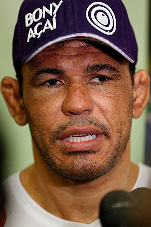 FORTALEZA, BRAZIL - JUNE 06: Antonio Rodrigo "Minotauro" Nogueira interacts with media at Centro de Eventos do Ceara on June 6, 2013 in Fortaleza, Ceara, Brazil. (Photo by Josh Hedges/Zuffa LLC/Zuffa LLC via Getty Images)